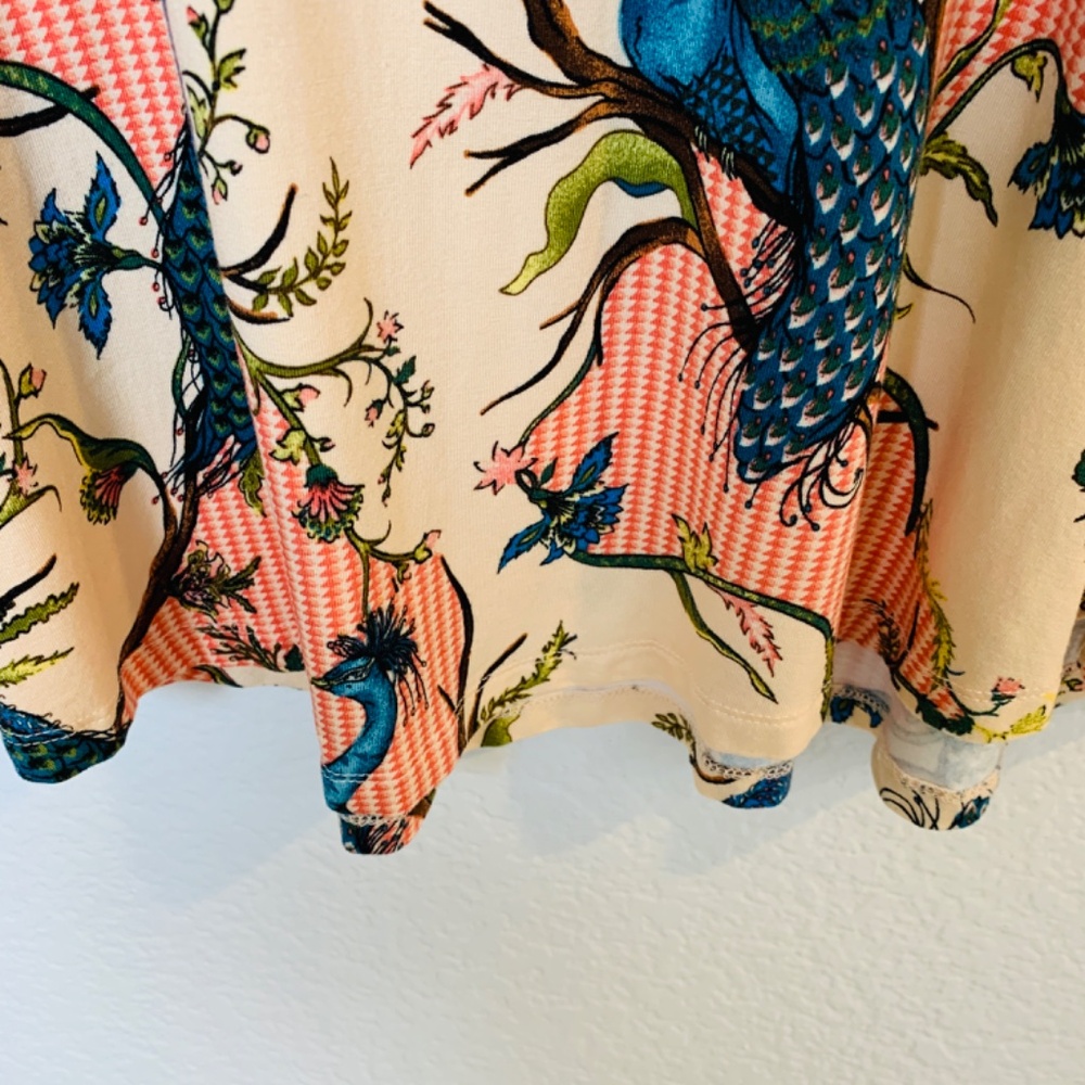 JM Collection Top Womens 2X Peacock Floral Print Shirt Stretchy Whimsical Artsy - Picture 8 of 13
